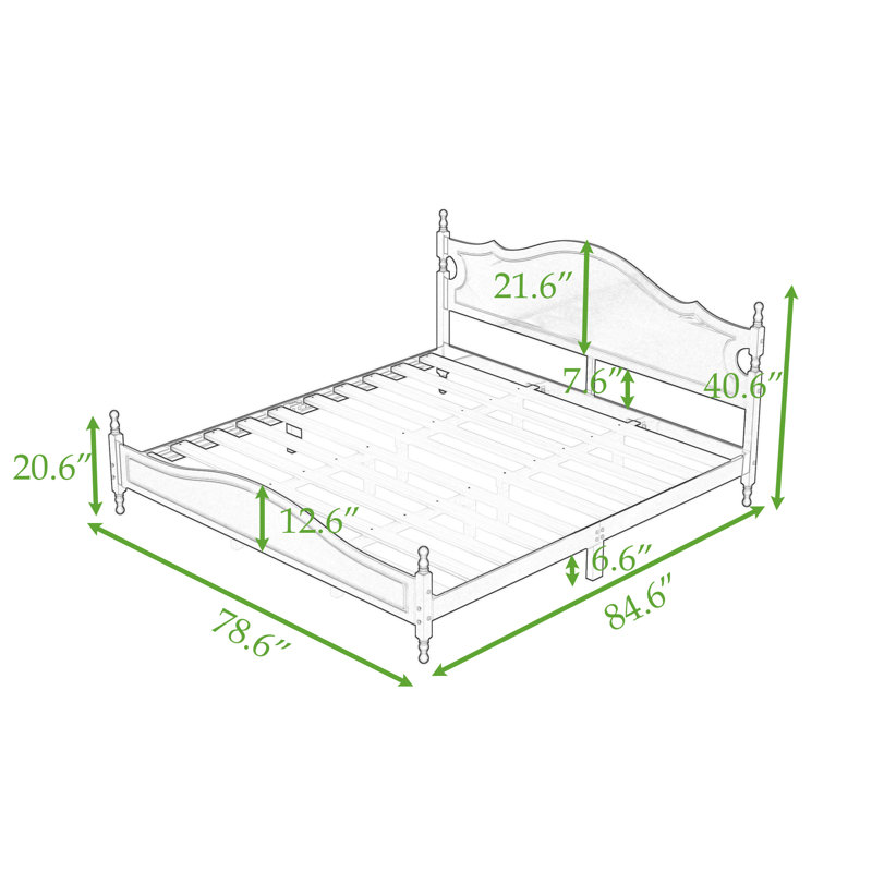 Lit plateforme en bois avec tête de lit, Blanc