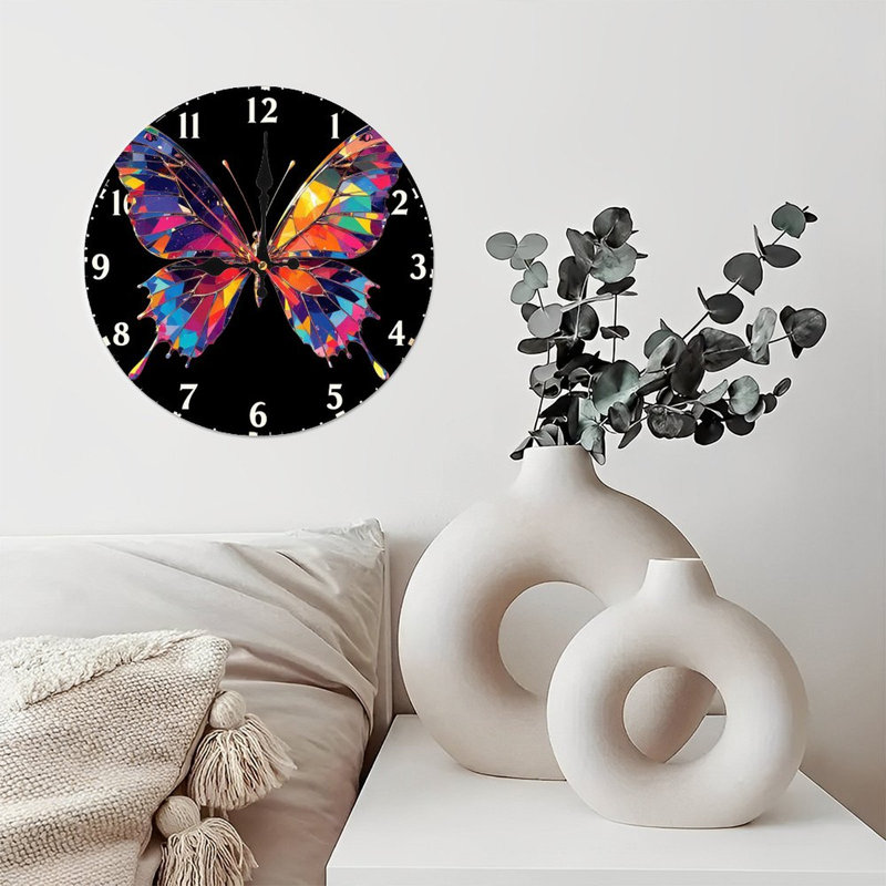 Horloge murale papillon coloré
