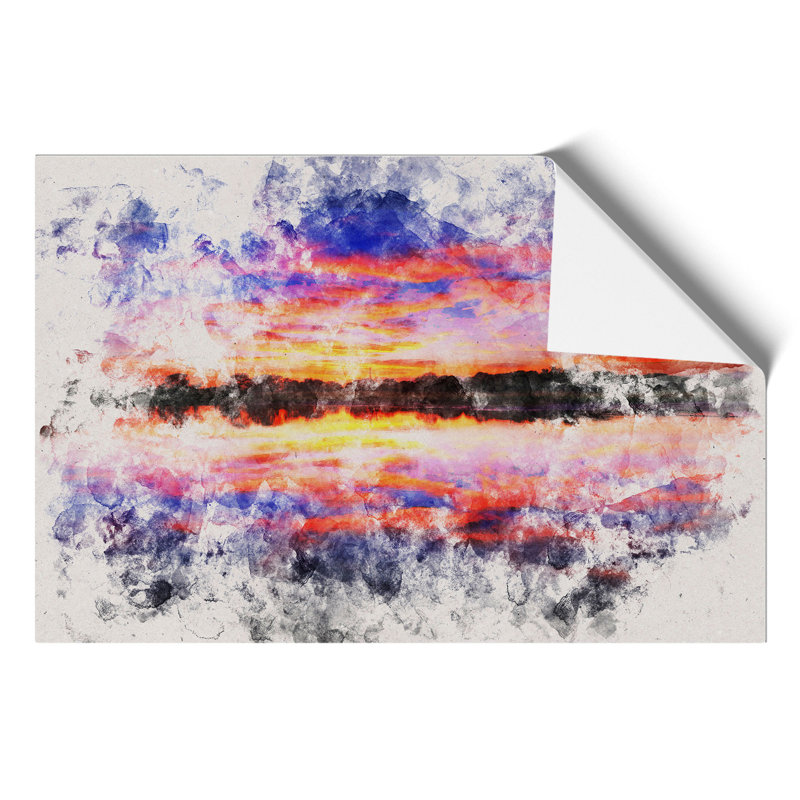 Evening Sunset Watercolour - No Frame Print, 59cm H x 84cm W x 0.1cm D