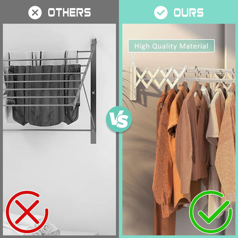 Rustproof Accordion Retractable Drying Rack, 9.9" H x 31.9" W x 25.2" D