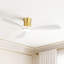 Ventilateur de plafond encastré 48 "avec lumières, télécommande, pales en bois massif Kemp, blanc et doré à intensité variable Kemp-415084438