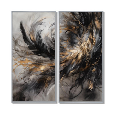 Or et noir Expressions de la liberté I - art mural traditionnel orange