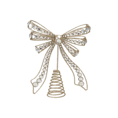 Champagne Iron Bow Tree Topper with Acrylic Jewels