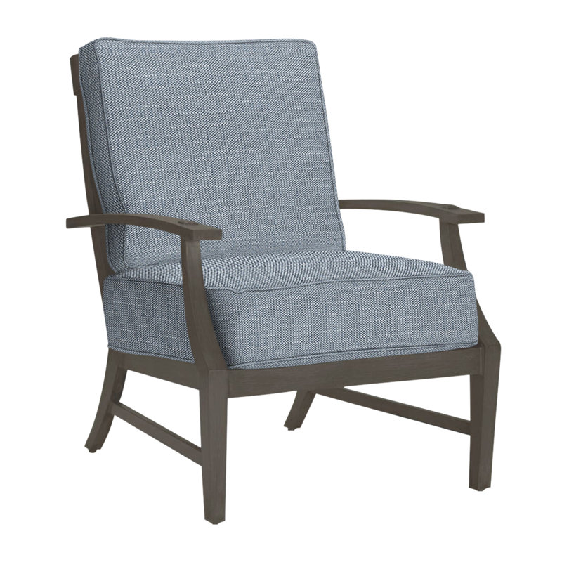 Croquet Patio Chair with Cushions, Slate Gray, Rollo Chambray InsideOut® Linen, Welt