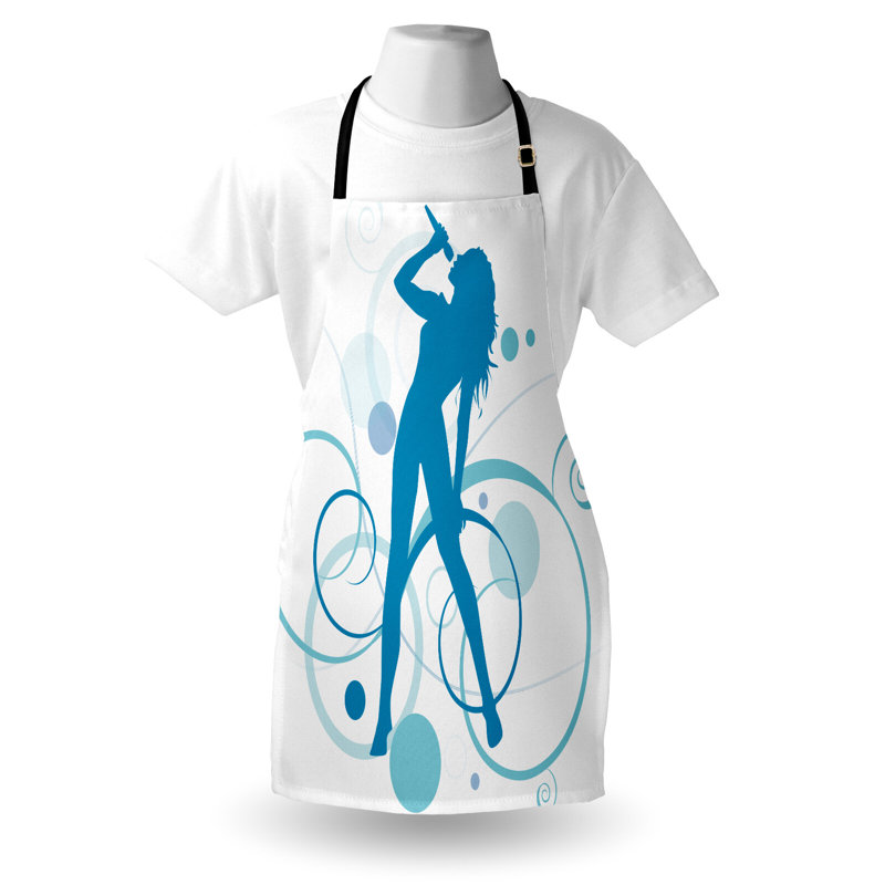 Orren Ellis, tablier silhouette unisexe, chanteuse, art, taille adulte, bleu mer et blanc