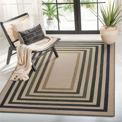 Tapis d'extérieur à motif géométrique lavable Govan