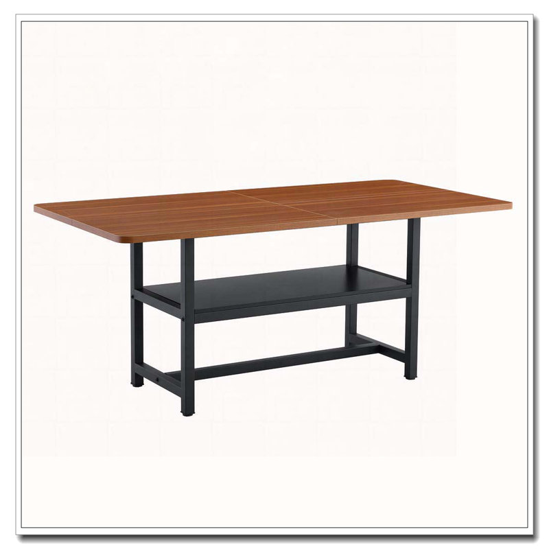 71"Long Dining Table With Shelf Storage, Walnut