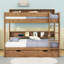 Lit superposé en bois avec lit gigogne simple et tablettes de rangement intégrées, échelle-973404076-973404079