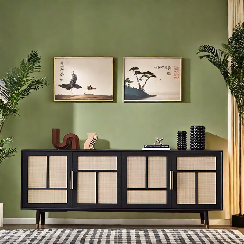 Armoire d'appoint en rotin noir