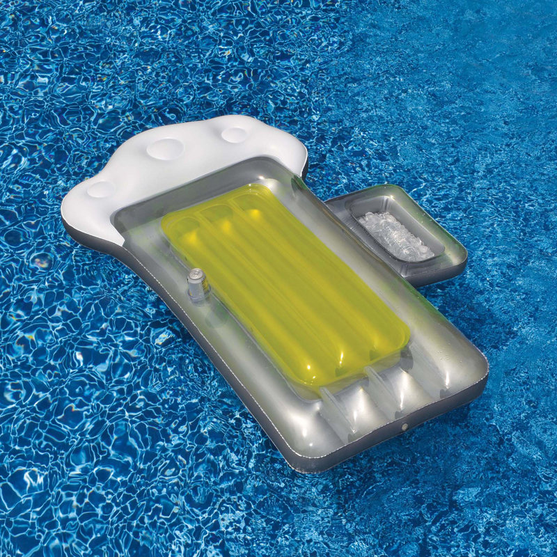 Inflatable Beer Mug Swimming Pool Raft - 72" - White And Yellow