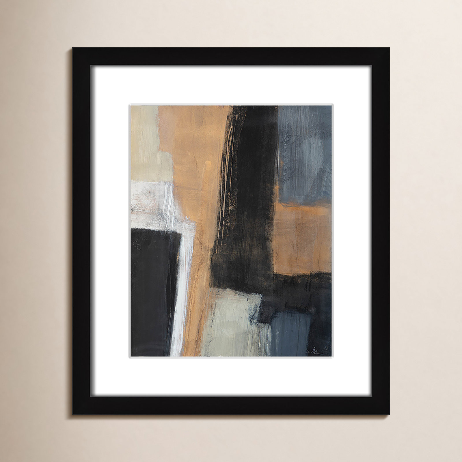 Metallic Slate I Print, Black Matted Picture Framed, 15" H x 13" W x 1.25" D