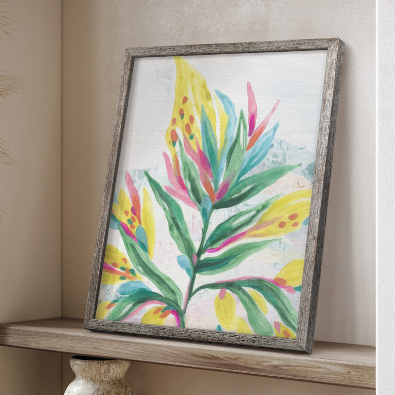 «Tropical Leaf Fresco II», reproduction encadrée - bois massif, H 11 po x l 9 po