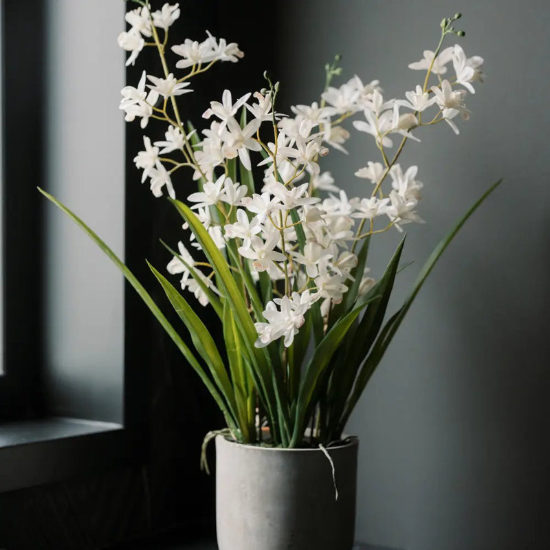 22.5" Artificial White Orchid in Vanda Pot
