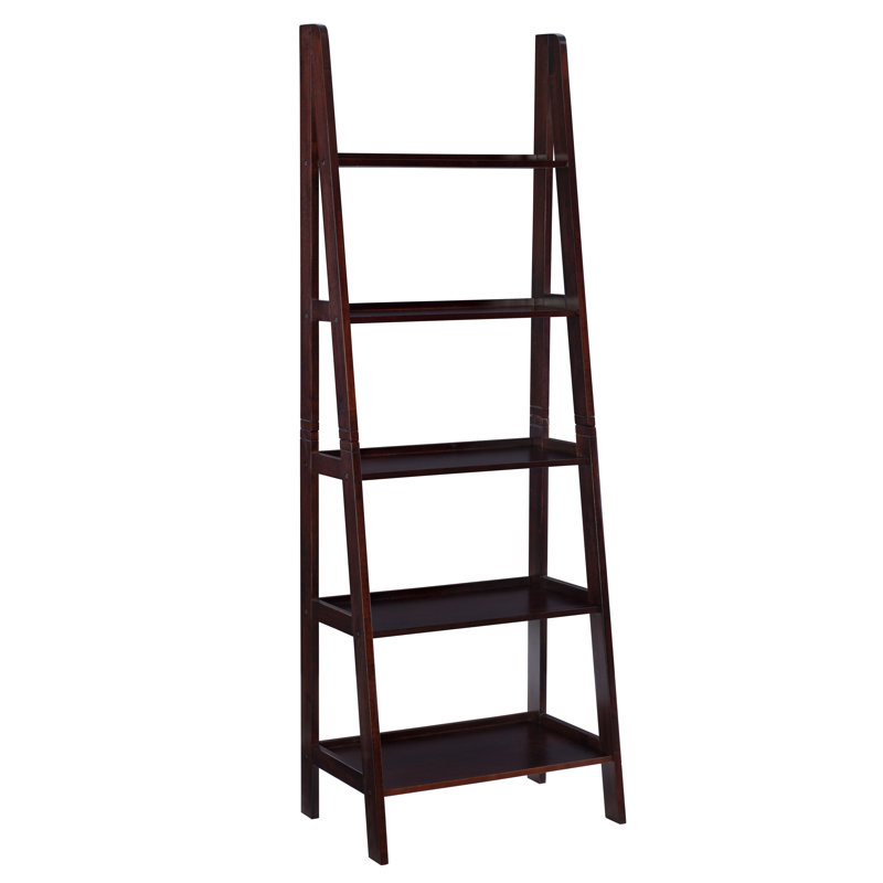 Natrona 72.5" H x 25.25" W Solid Wood Ladder Bookcase, Espresso