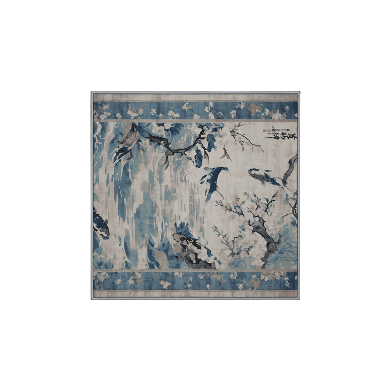 Machine Washable Gray Area Rug, Square 6'