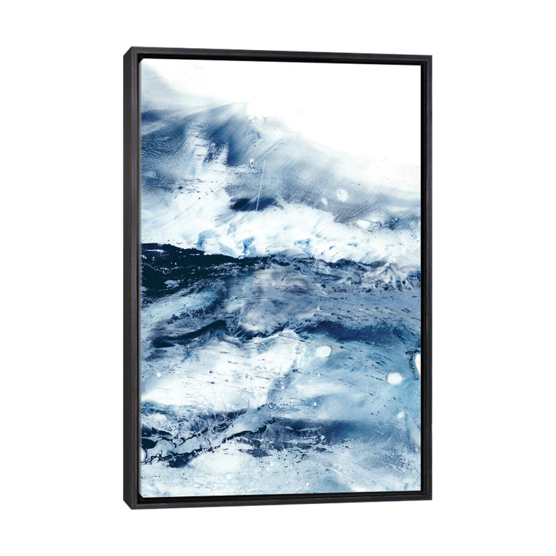 Reproduction d’art, "Indigo Tides I" par Ethan Harper, Toile avec cadre noir patiné, H 60 po x l 40po x P 1,5 po