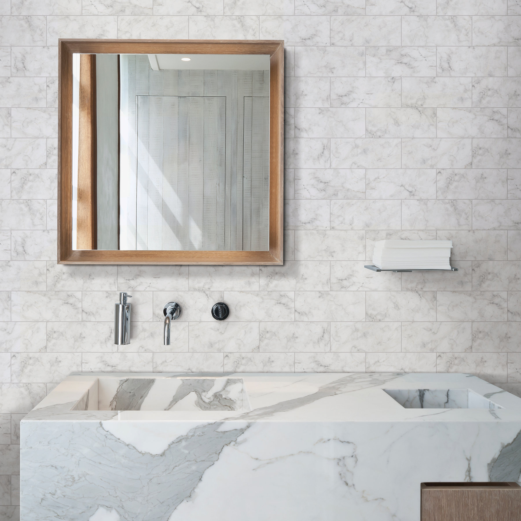 City Grey Polished Marble Stone Bathroom Corner Shelf