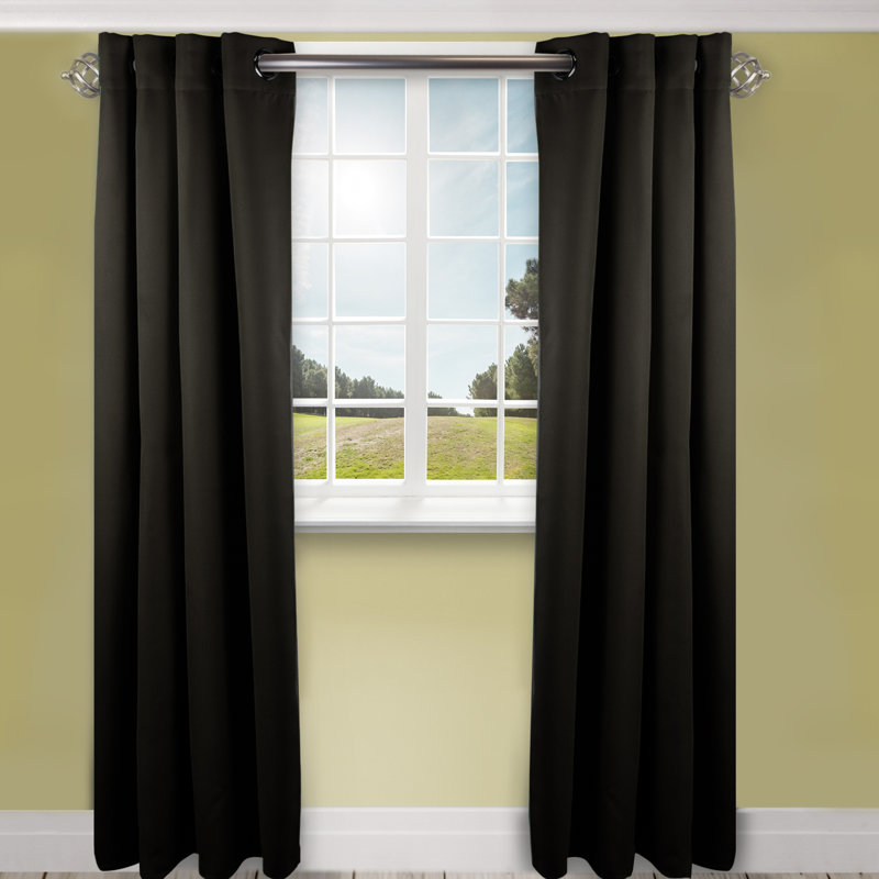 Polen Room Darkening Curtain Single Panel, 150" x 96", Dark Gray