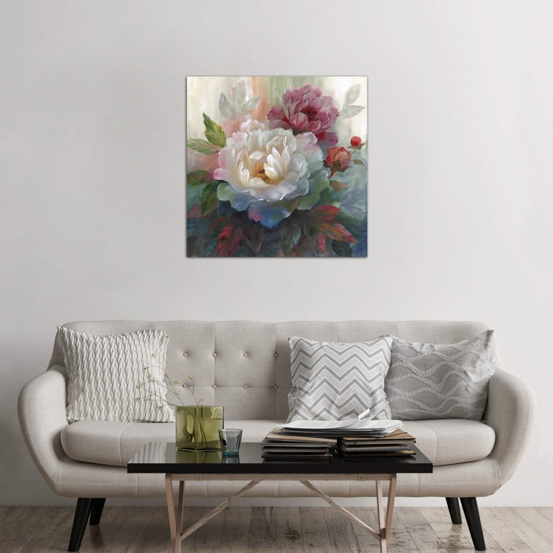 White Roses I by Nan - Wrapped Canvas Painting, 93.98 cm H x 93.98 cm W x 3.175 cm D