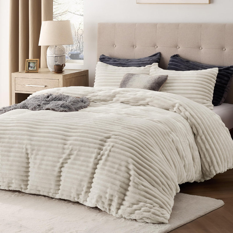 Ensemble de housse de couette Litsure, Housse de couette pour très grand lit et 2 taies , Lin lin