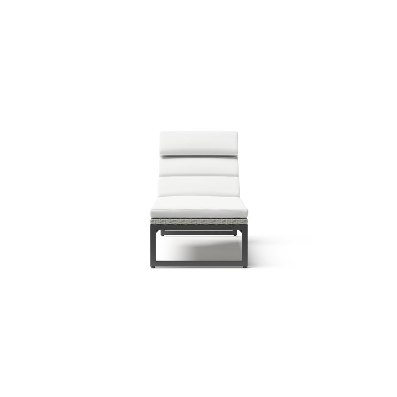 Milo Reclining Chaise Lounge with Cushion, Charcoal Grey Sunbrella®, Gray