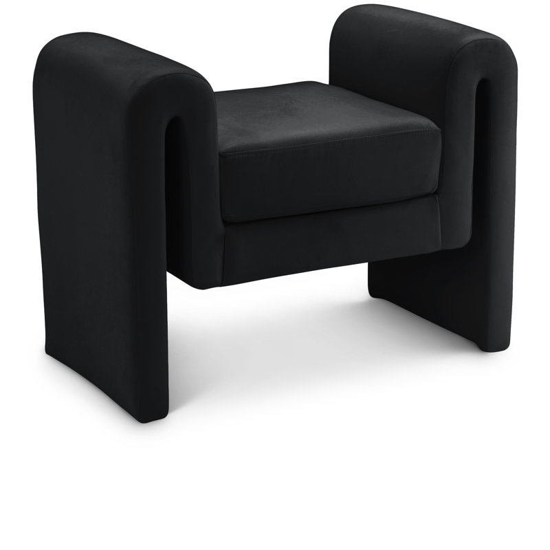 Sloan Upholstered Bench, Black Velvet