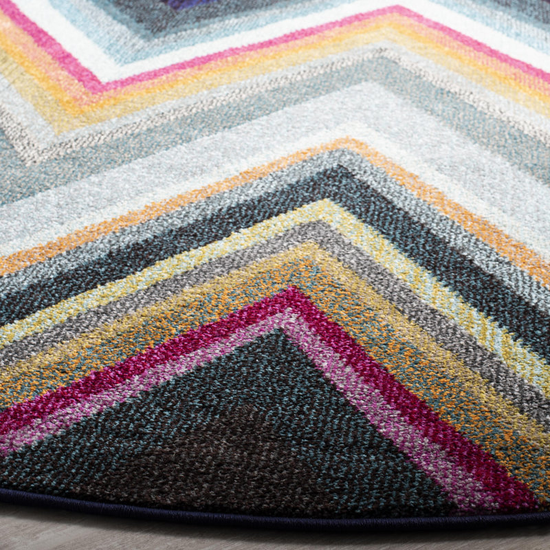 Tapis à chevrons Aljoharah Performance, Rond 6 pi 7 po