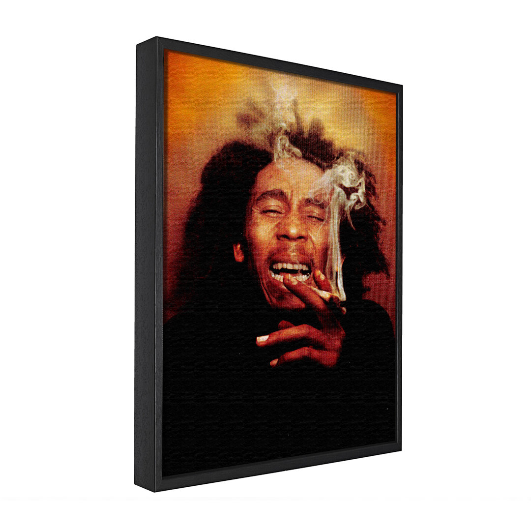 Bob Marley Laugh - Einzelner Bilderrahmen Fotografie auf Leinwand