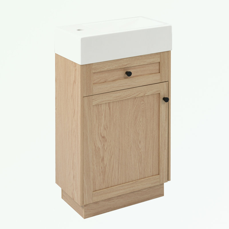 Meuble-lavabo de salle de bain avec lavabo en résine réversible et porte à fermeture en douceur