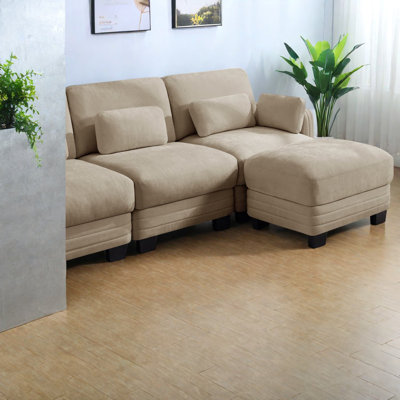 Canapé d'angle modulaire à compression, chenille camel, canapé moderne pour appartement