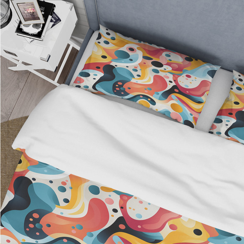 Ensemble de housse de couette coloré en microfibre Playful Mirage, Housse de couette pour grand lit et 2 taies décor
