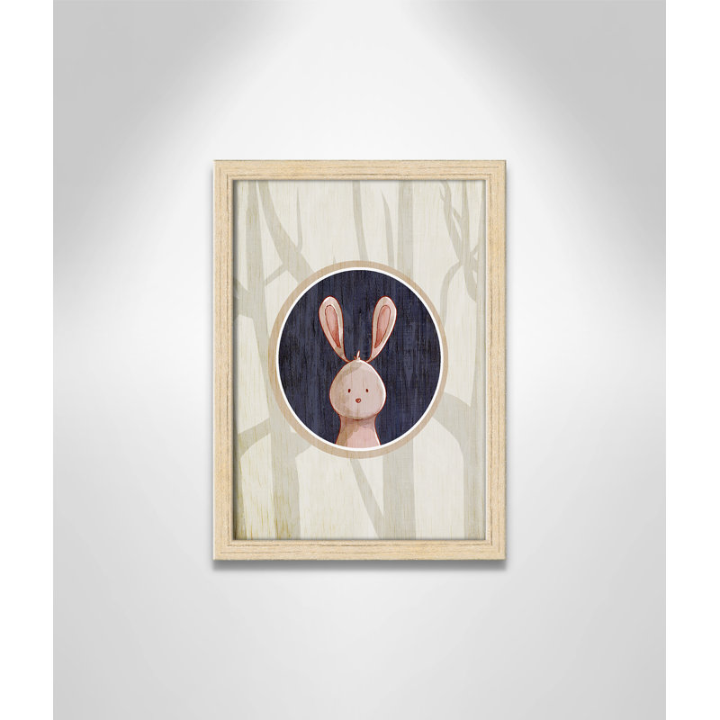 «Juvenile Forest Animals», impression sur papier, H 14 po x l 10 po x P 1,18 po, Encadré de boîte beige