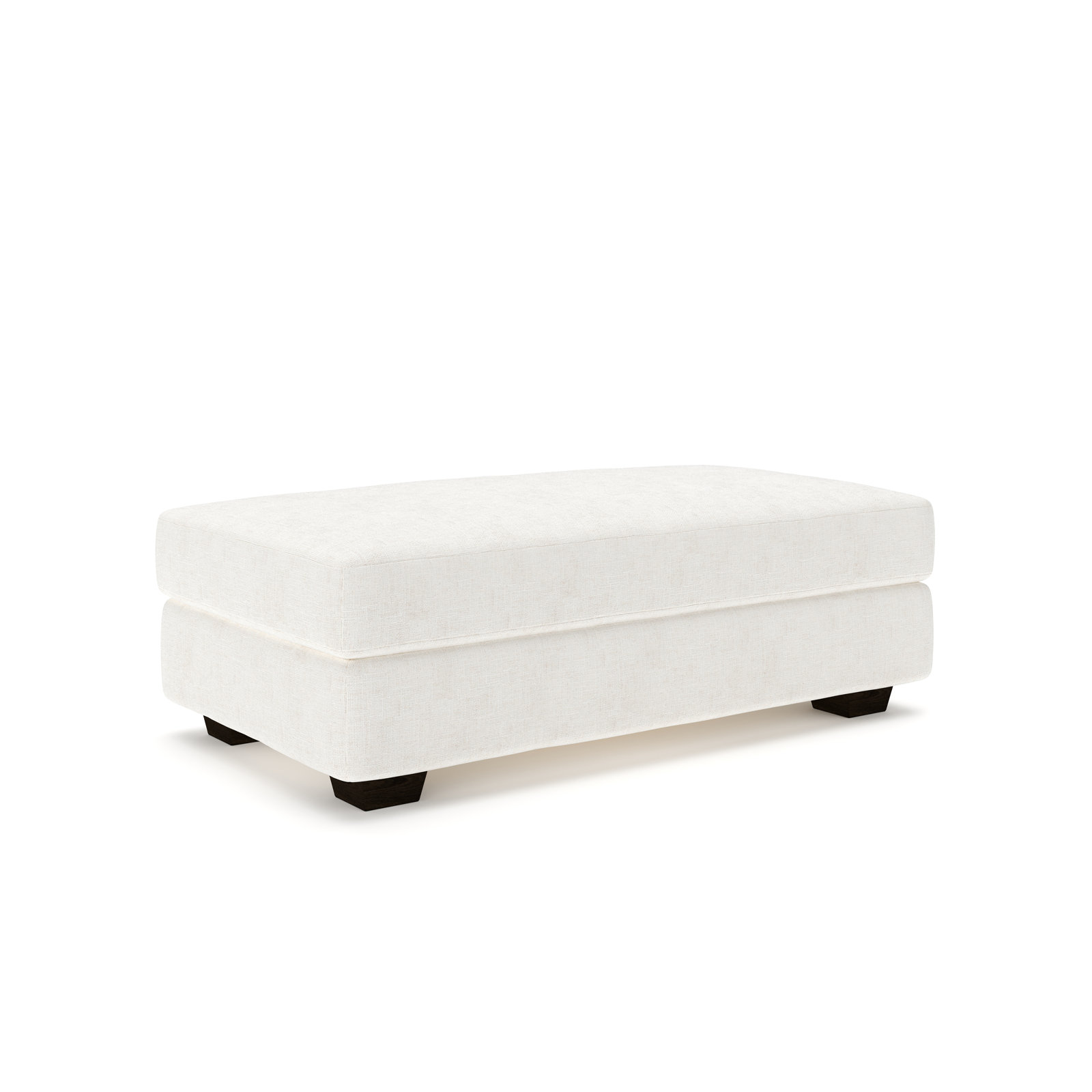 Emilio 49" Cotton Upholstered Ottoman, Bevin Natural Linen Blend