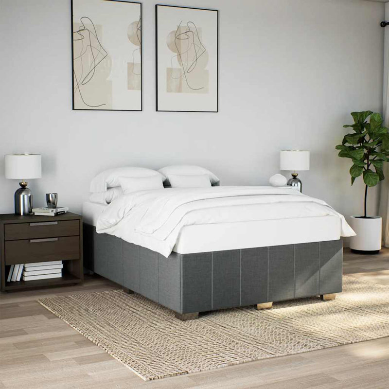 Baecher Upholstered Bed, Double, Dark Grey