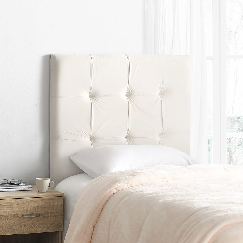 Tête de lit avec pieds Mo 'Classic College - velours moelleux blanc, null