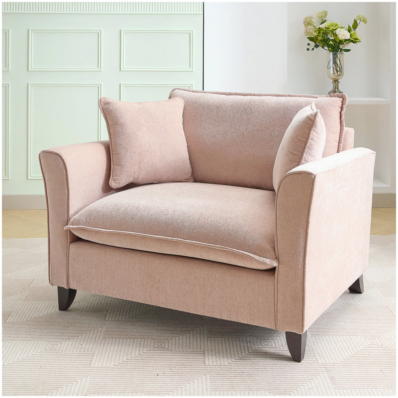 46.3 Inch Oversized Armchair with Chenille Fabric, Comfy Chair and a Half for Living Room, Bedroom, or Office, Pink, Pink