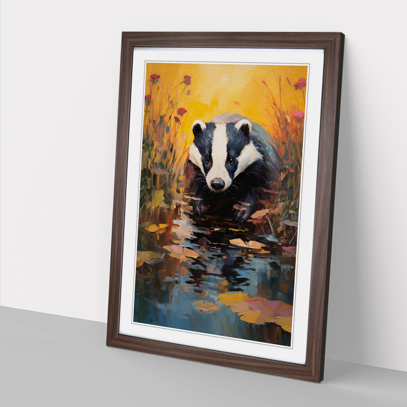 Single Picture Frame Print on Wood, Walnut Framed, 64cm H x 46cm W