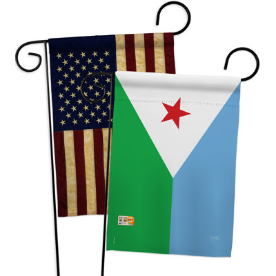 Ensemble de drapeaux décoratifs en polyester 2 faces 19 x 13 po 2 pièces djibouti impressions