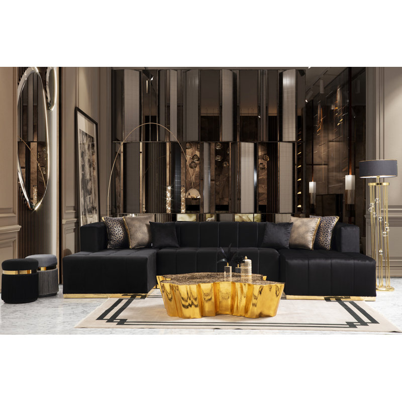 Canapé modulaire Awal, Velours noir