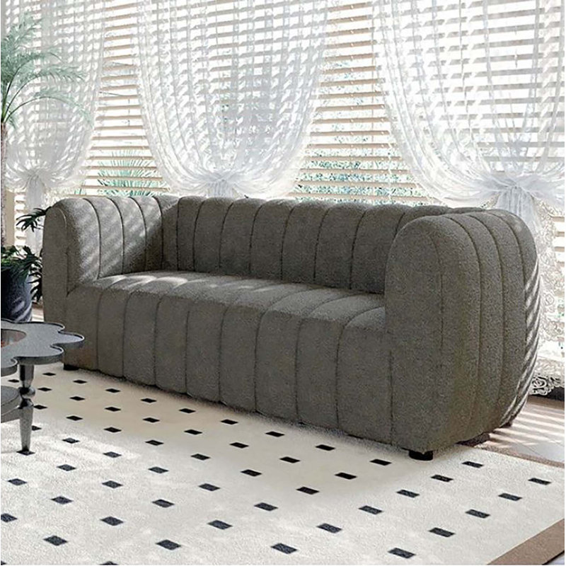 Javette Upholstered 82.5'' Sofa, Charcoal Gray Boucle, 31.5" H x 63" W x 34.5" D