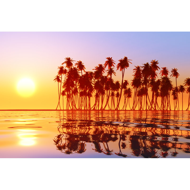 Coconut Palms At Sunset - Wrapped Canvas Print, 51cm H x 76cm W