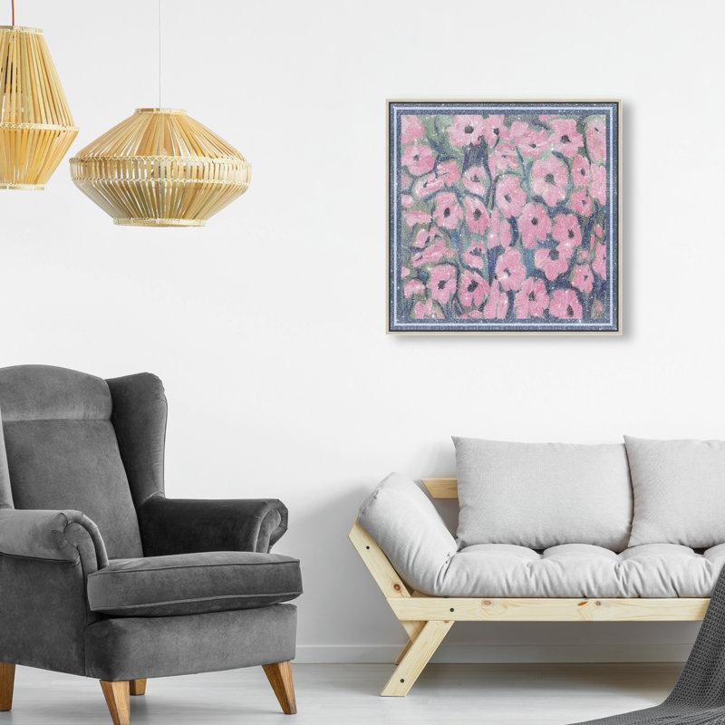 Night Blooms Print by Oliver Gal, 21"H x 21"W, Silver Floater Frame