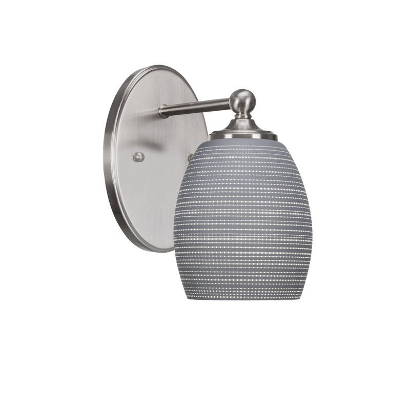 Aitkens Wall Sconce Shown With 5" Matrix Glass, Gray Matrix, Brushed Nickel