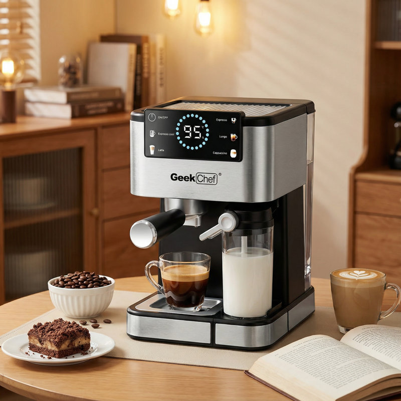 20 Bar Espresso Machine Coffee Maker - Automatic Milk Frother, Touchscreen, Instant Heating