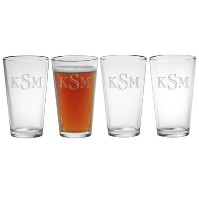 Engraver Triple Monogram 16oz. Pint Glass Set