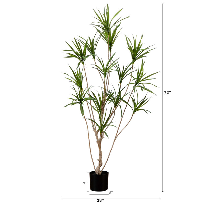 Nearly Natural 6ft Green Plastic Potted Dracaena Tree