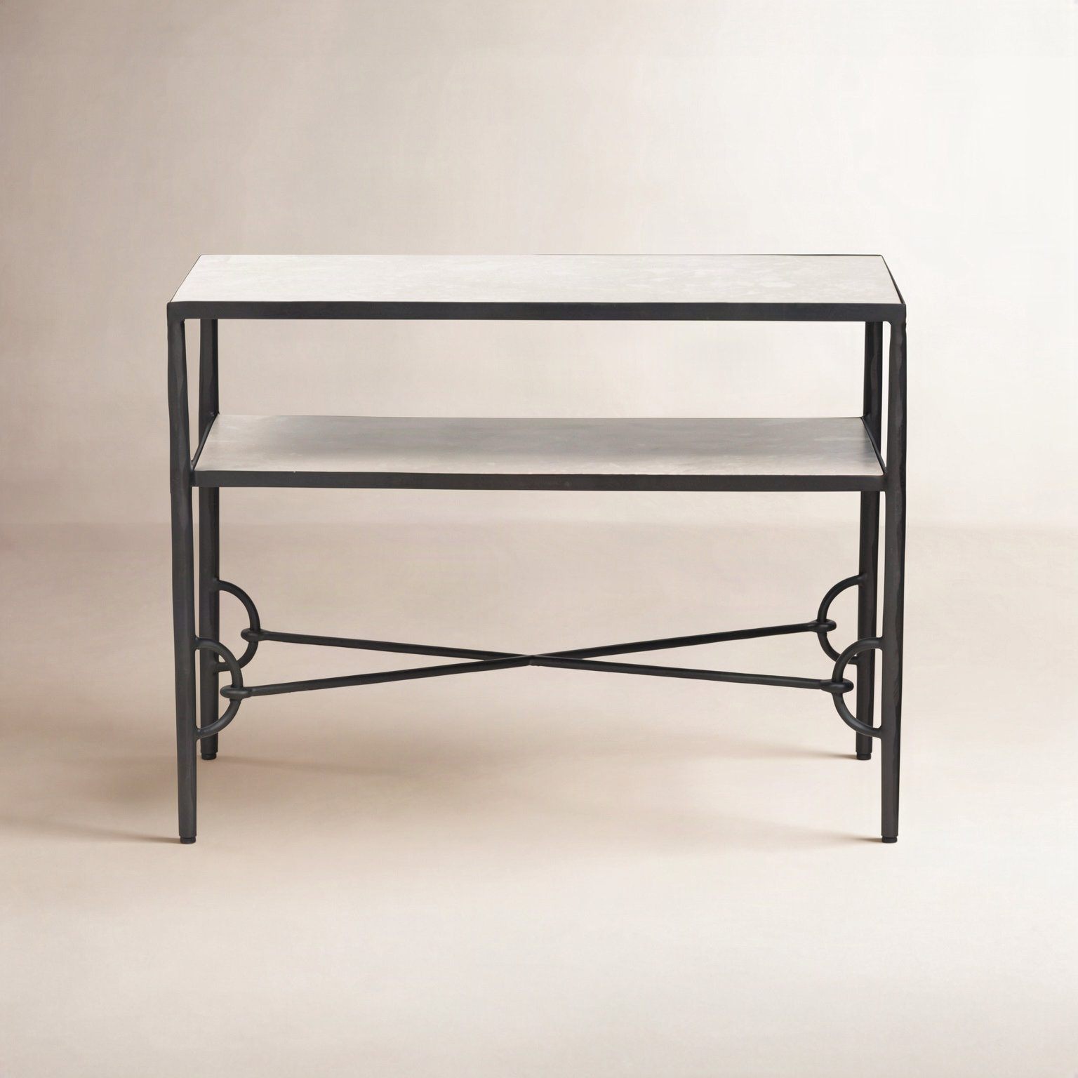 2-Shelf Marble Nightstand