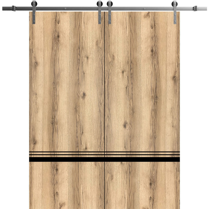 Porte de grange en bois massif massif, Chêne, 56 po x 96 po