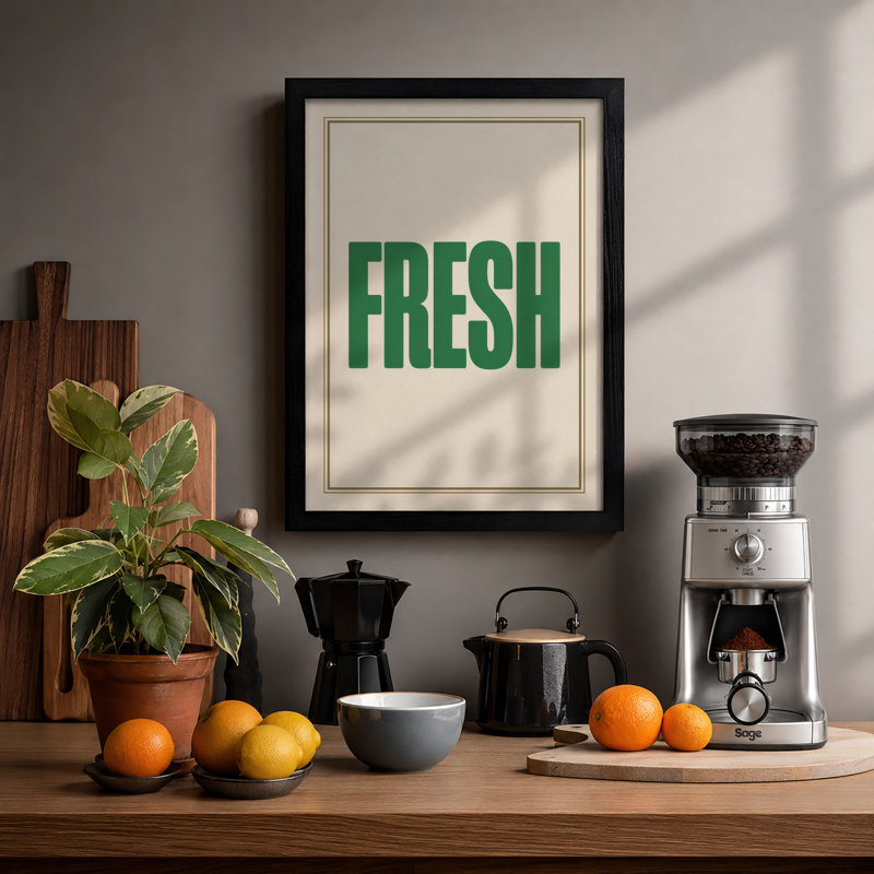 Fresh Typography - Framed Print, A3 - 42.0 x 29.7 cm, Black