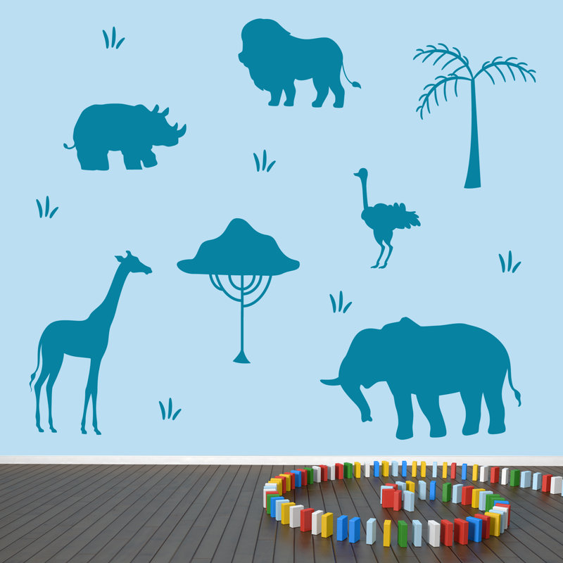 Adhésif décoratif safari africain, Bleu sarcelle